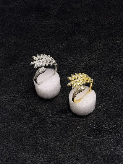 Crystal Leaf Ring