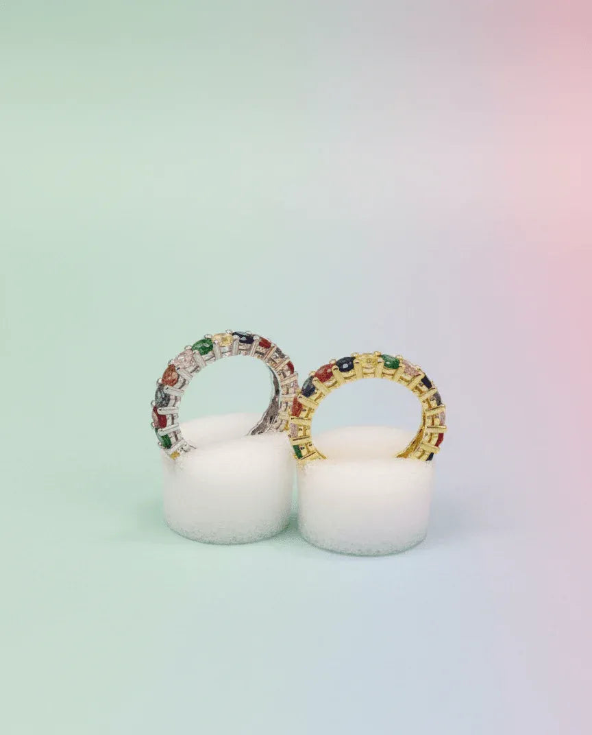 Rainbow Crystal Eternity Ring